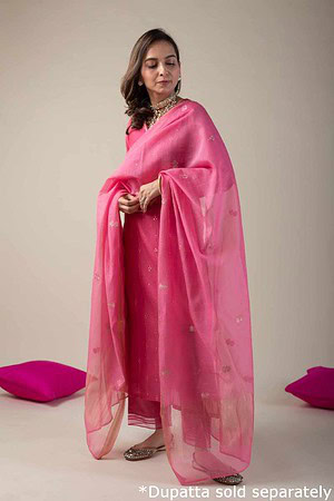 Image for Kusvaa Cood001 Kashvi Chanderi Kurta Pant Set Sleeves New