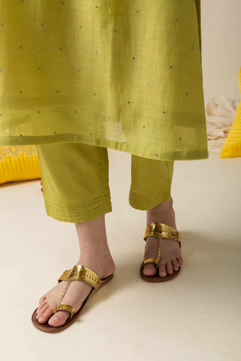 Image for Kusvaa Cood005 Adhita Chanderi Kurta Pant Set Sitting