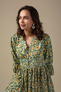 Image for Kusvaa Dr001 Snehal Cotton Block Print Dress Featured