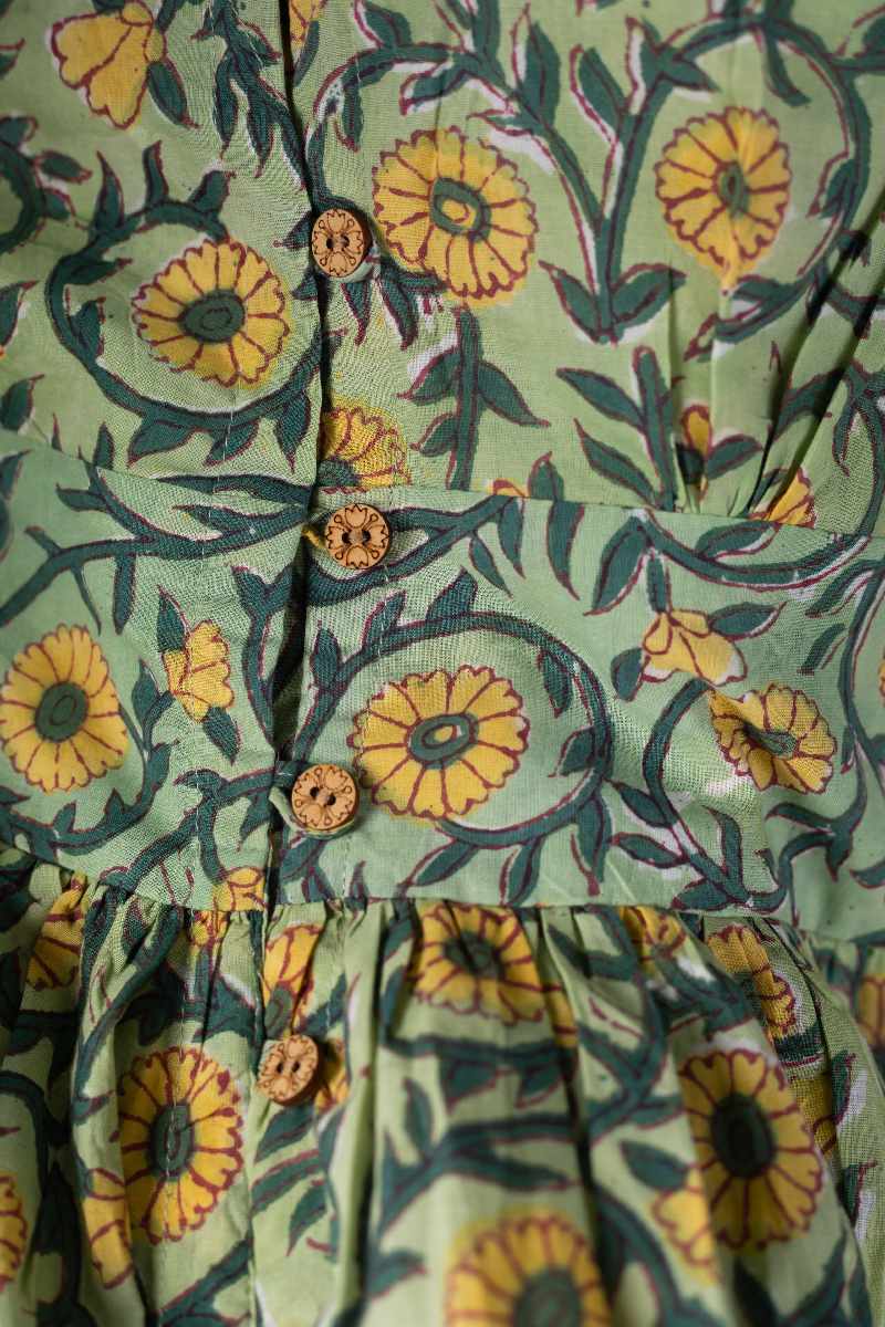Image for Kusvaa Dr001 Snehal Cotton Block Print Dress Sitting