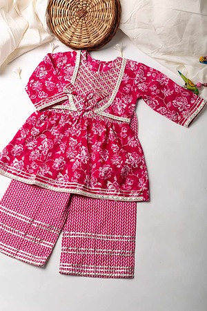 Image for Kusvaa Grw001 Lalima Girl's Cotton Kurta Palazzo Set Front
