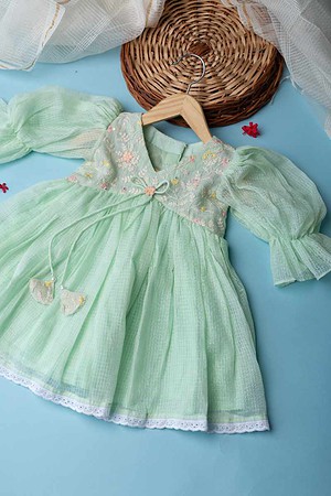 Image for Kusvaa Grw002 Sriyanshi Girls Kota Doriya Frock Front New