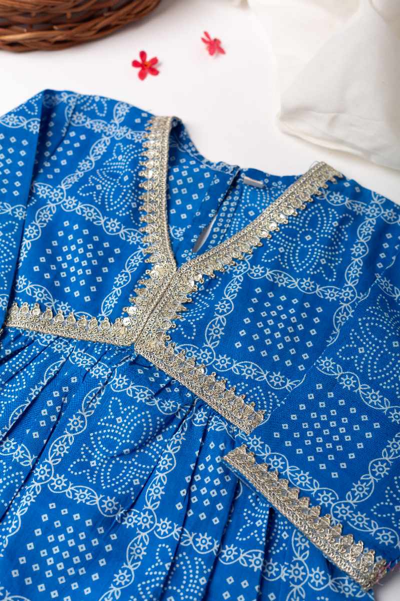 Image for Kusvaa Grw005 Vamika Cotton Kurta Girls Pant Set Sleeves