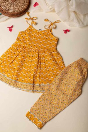 Image for Kusvaa Grw007 Sania Cotton Girls Kurta Pant Set Sleeves