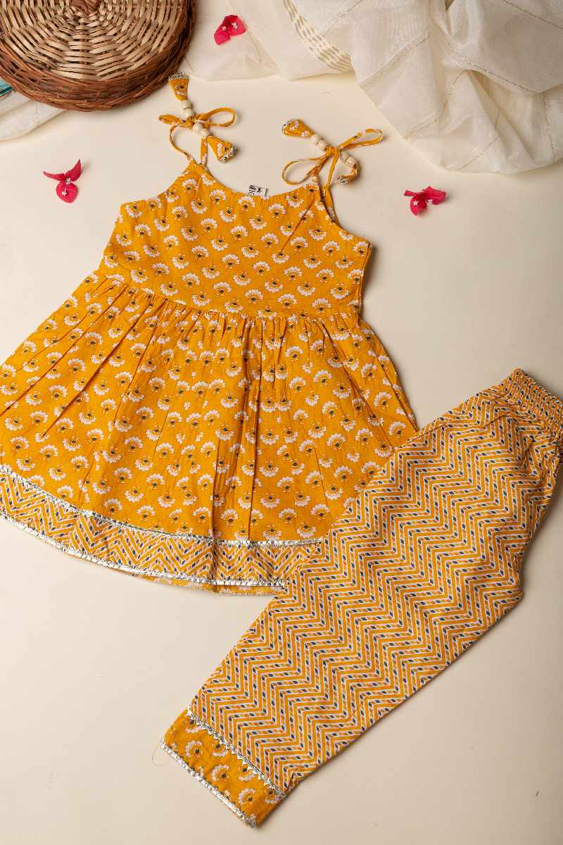 Image for Kusvaa Grw007 Sania Cotton Girls Kurta Pant Set Sleeves