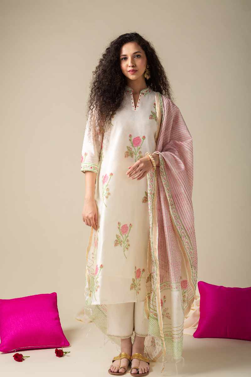 Image for Kusvaa Kds001 Nuti Chanderi Kurta With Dupatta Set Pattern