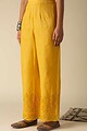 Image for Kusvaa Pnt002 Yellow Cotton Schiffli Pant Closeup