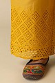 Image for Kusvaa Pnt002 Yellow Cotton Schiffli Pant Front