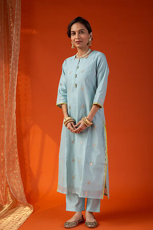 Image for Kusvaa Wkr003 Saadhik Chanderi Kurta Sleeves New