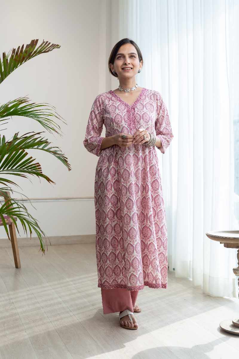 Image for Kusvaa Wkr005 Tanvishree Cotton A Line Kurta Back