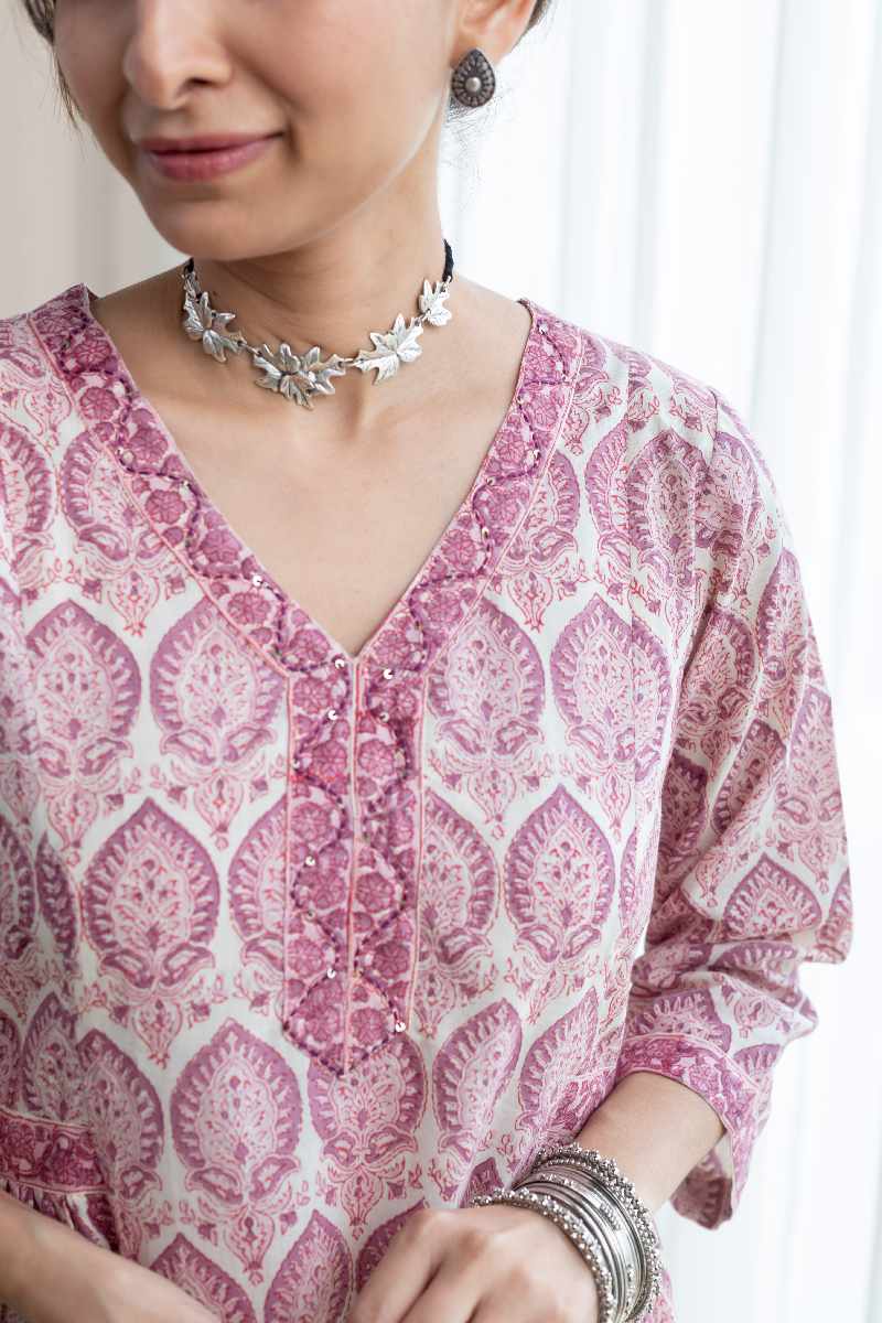 Image for Kusvaa Wkr005 Tanvishree Cotton A Line Kurta Sleeves