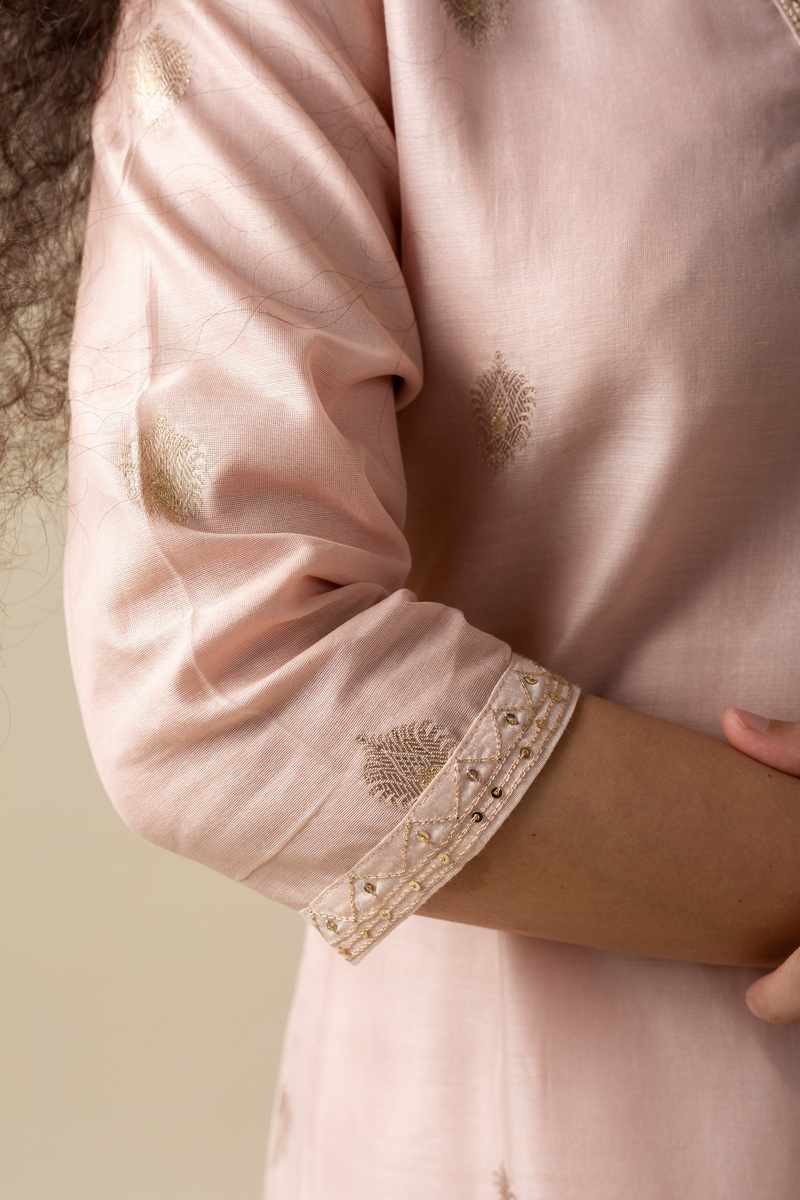 Image for Wkr006 Diti Chanderi Straight Kurta Closeup 2