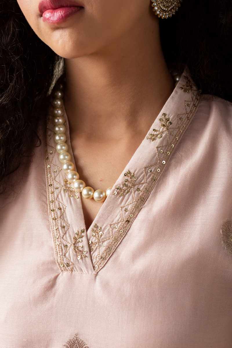 Image for Wkr006 Diti Chanderi Straight Kurta Closeup