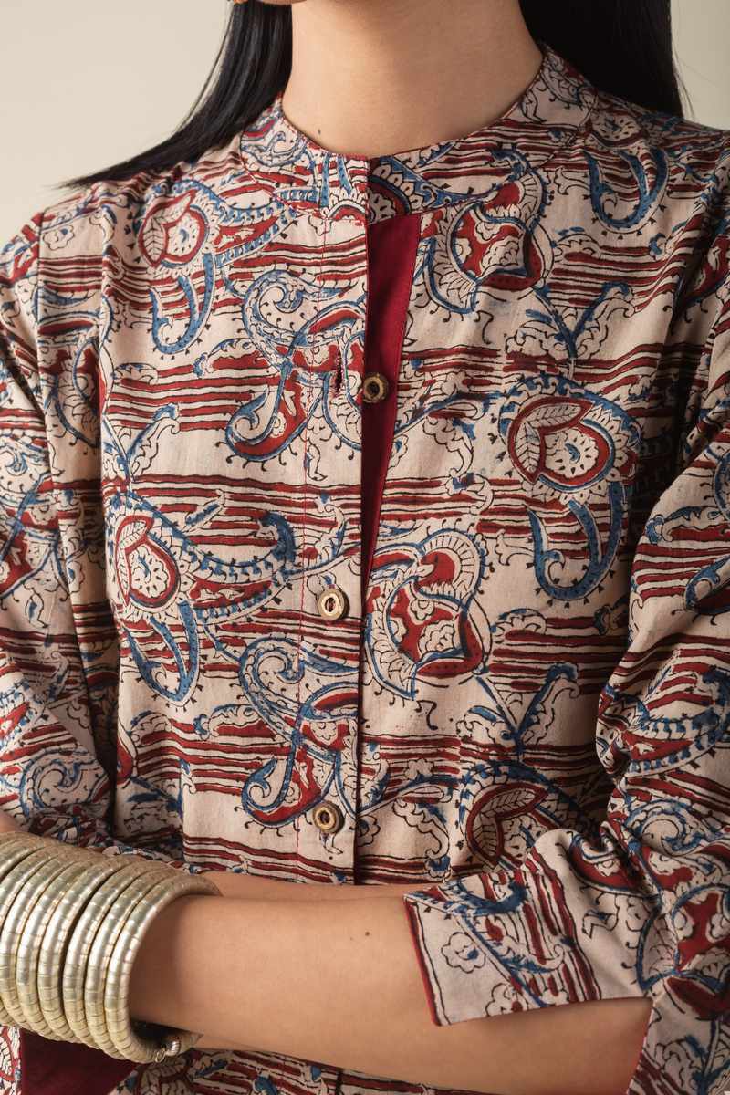 Image for Wkr007 Roshawna Kalamkari Kurta Closeup