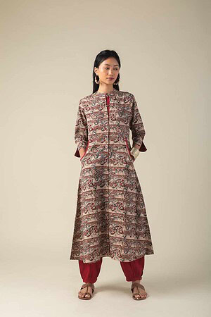 Image for Wkr007 Roshawna Kalamkari Kurta Front