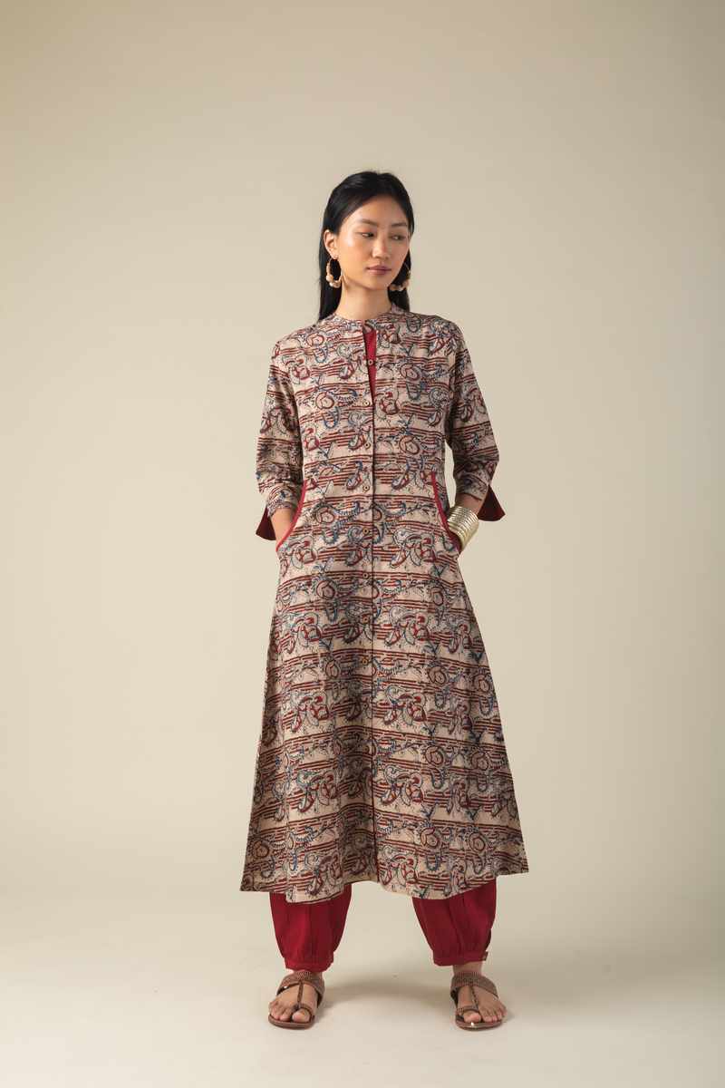 Image for Wkr007 Roshawna Kalamkari Kurta Front