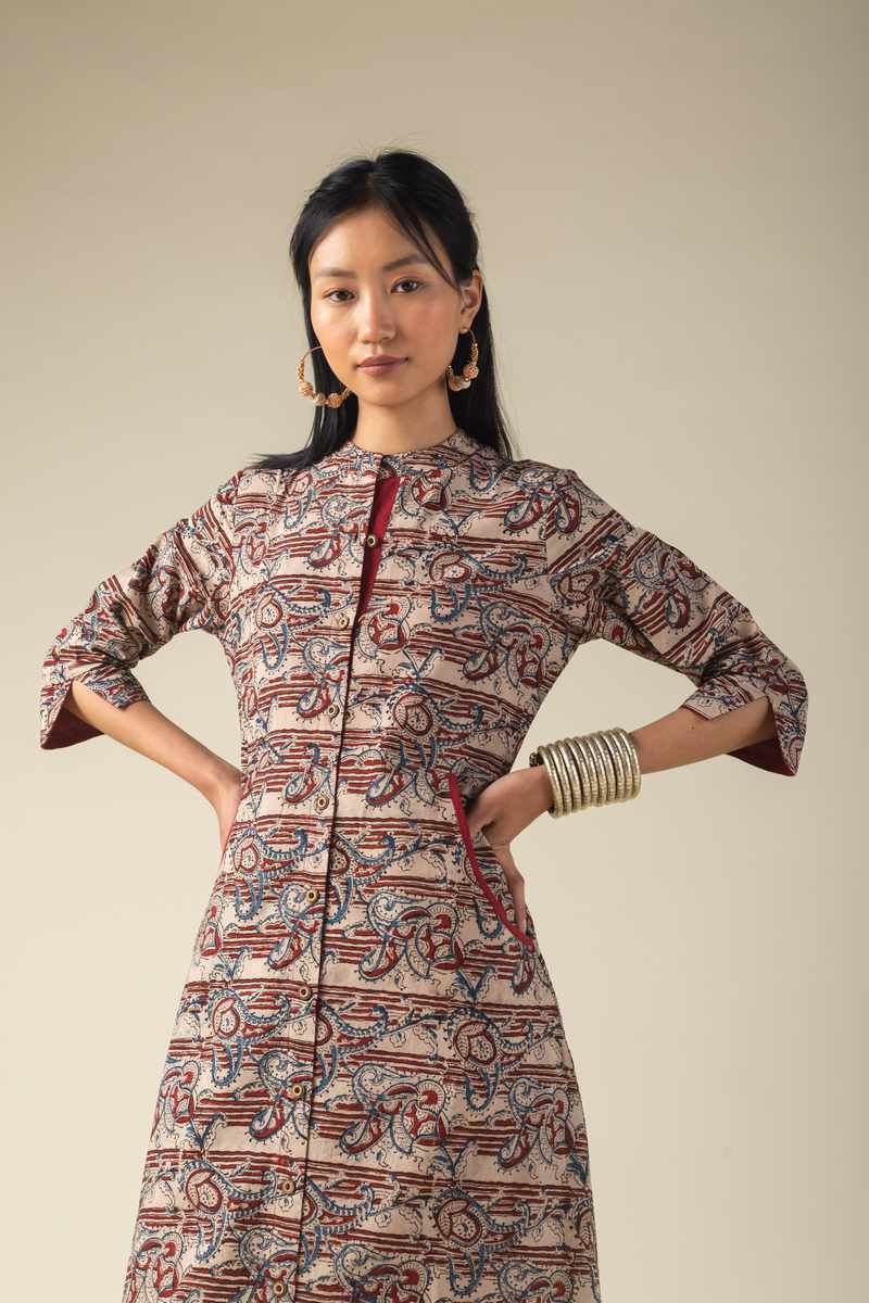 Image for Wkr007 Roshawna Kalamkari Kurta Side