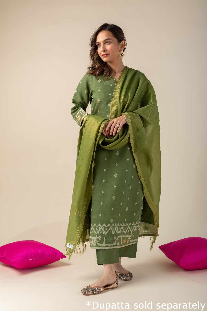 Image for Kusvaa Cood010 Samiya Chanderi Kurta Pant Set Closeup 3 Latest