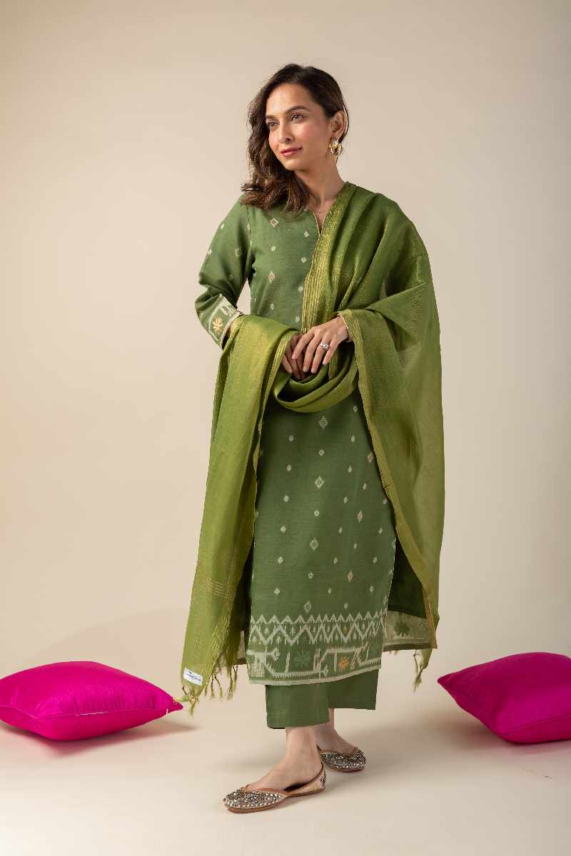 Image for Kusvaa Cood010 Samiya Chanderi Kurta Pant Set Front New