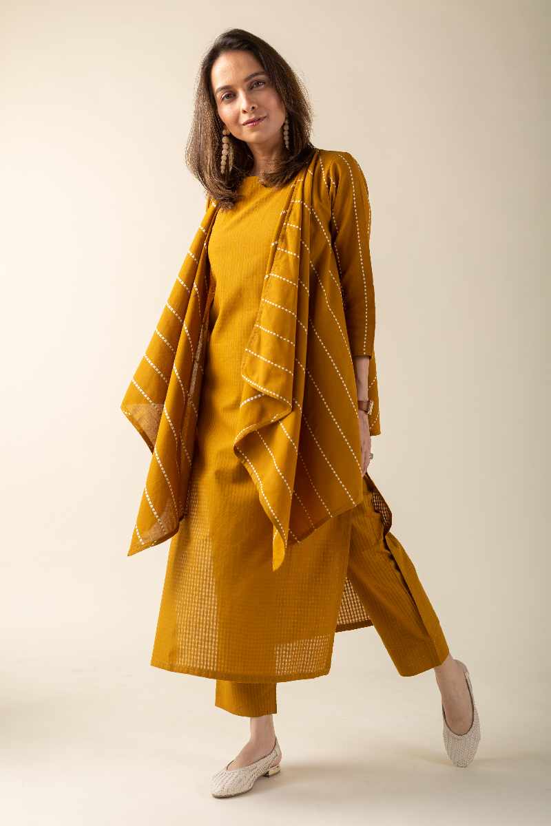 Image for Kusvaa Cood011 Marisha Handloom Kurta Pant Set Neck