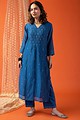 Image for Kusvaa Cood012 Ruma Chanderi Kurta Pant Set Closeup