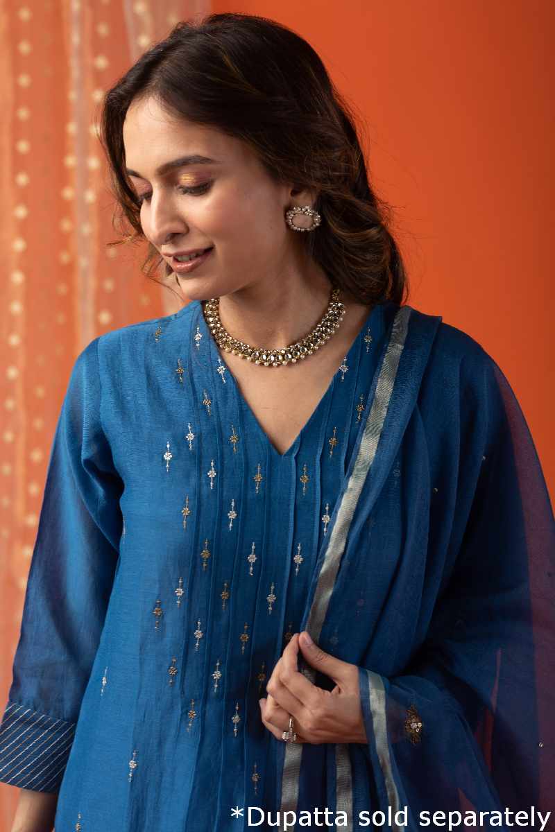 Image for Kusvaa Cood012 Ruma Chanderi Kurta Pant Set Featured New