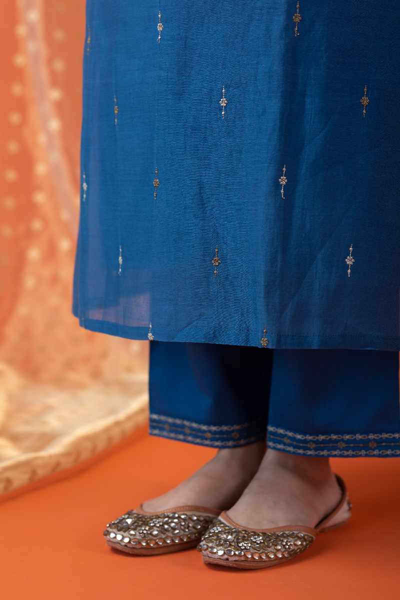 Image for Kusvaa Cood012 Ruma Chanderi Kurta Pant Set Pattern