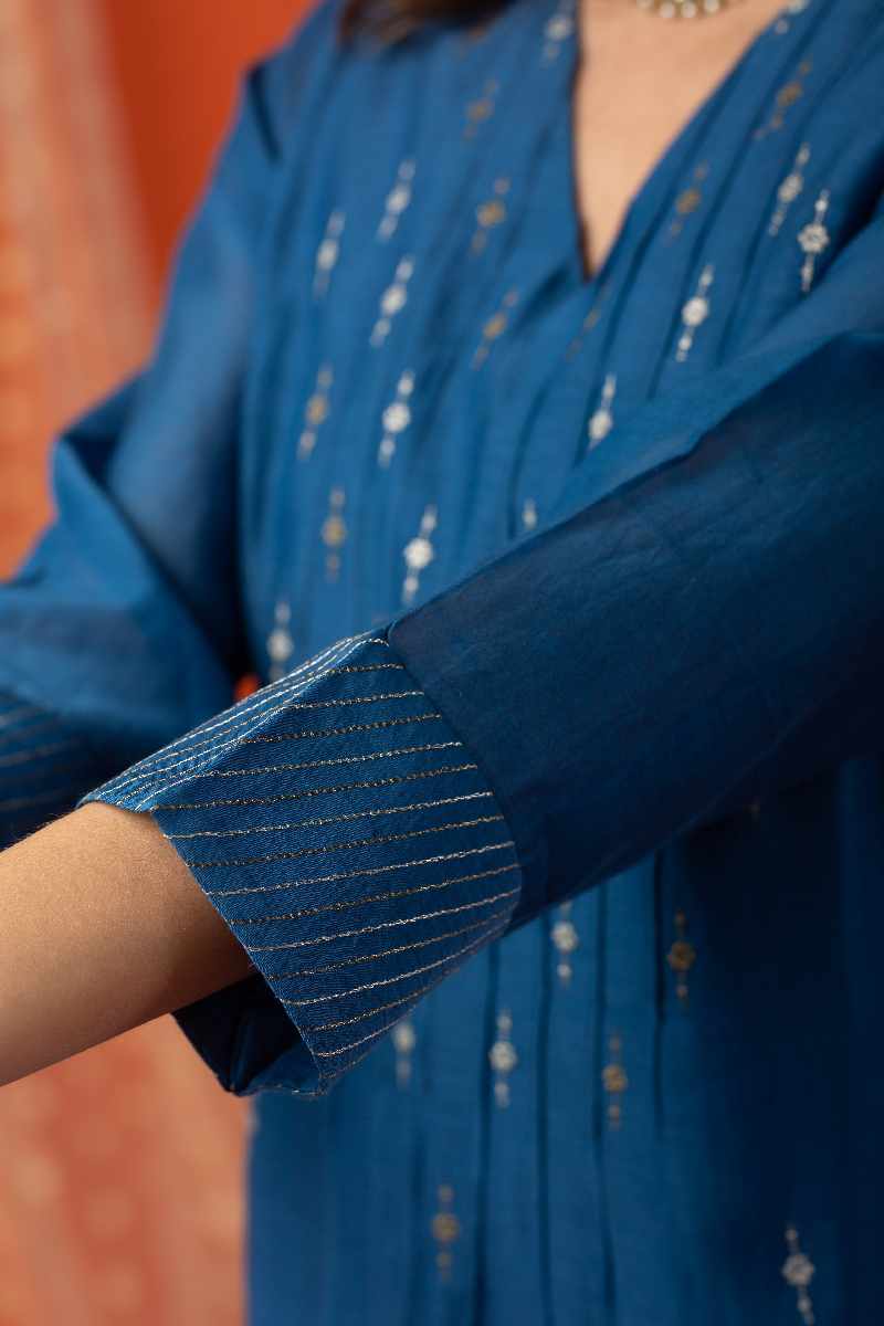 Image for Kusvaa Cood012 Ruma Chanderi Kurta Pant Set Sitting
