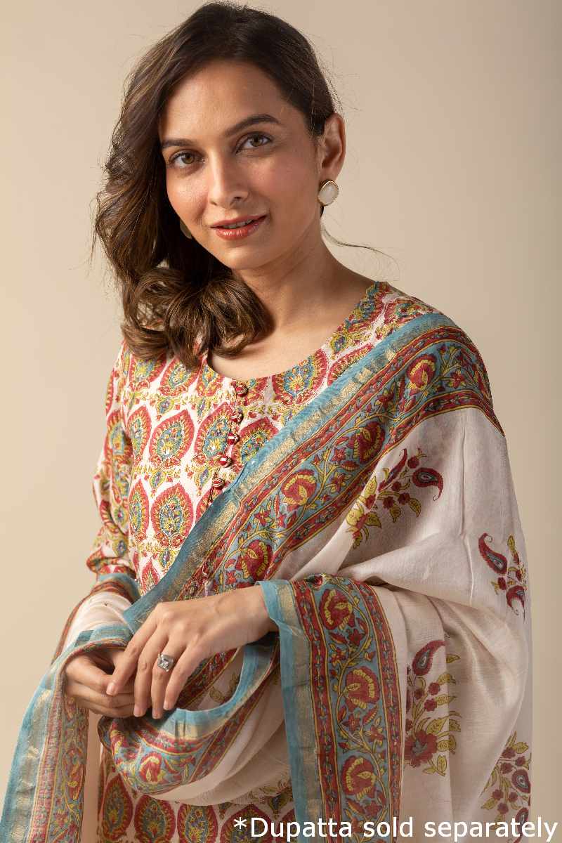Image for Kusvaa Cood015 Ravija Chanderi Kurta Pant Set Featured New