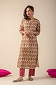 Image for Kusvaa Cood015 Ravija Chanderi Kurta Pant Set Front