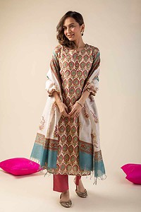 Image for Kusvaa Cood015 Ravija Chanderi Kurta Pant Set Sitting