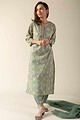 Image for Kusvaa Cood017 Maheyi Cotton Block Print Kurta Pant Set Front
