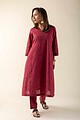 Image for Kusvaa Cood020 Triveni Handloom Cotton Kurta Pant Set Closeup