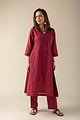 Image for Kusvaa Cood020 Triveni Handloom Cotton Kurta Pant Set Side