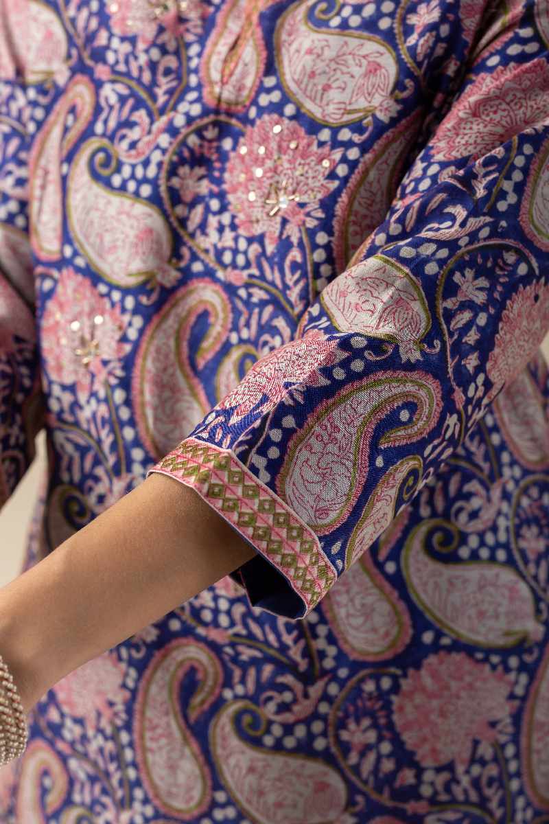 Image for Kusvaa Cood022 Mrinalini Chanderi Kurta Pant Set Closeup 2