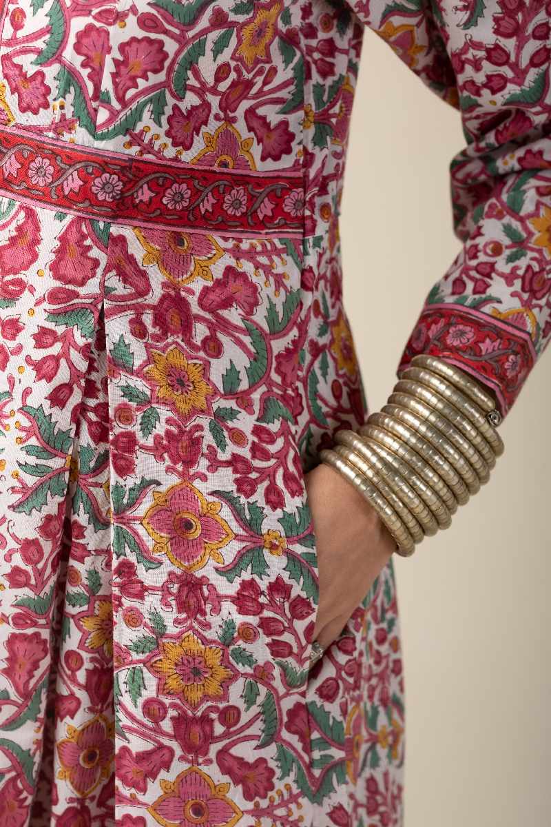 Image for Kusvaa De007 Shyla Cotton Block Print Dress Pocket