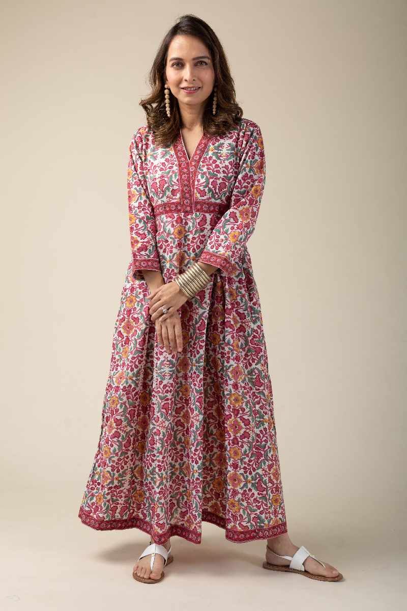 Image for Kusvaa De007 Shyla Cotton Block Print Dress Sitting