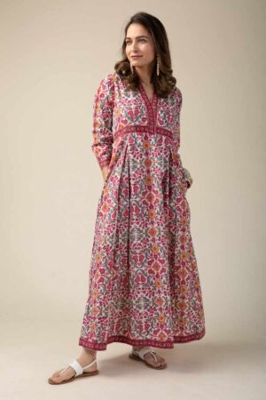 Image for Kusvaa De007 Shyla Cotton Block Print Dress Sleeves