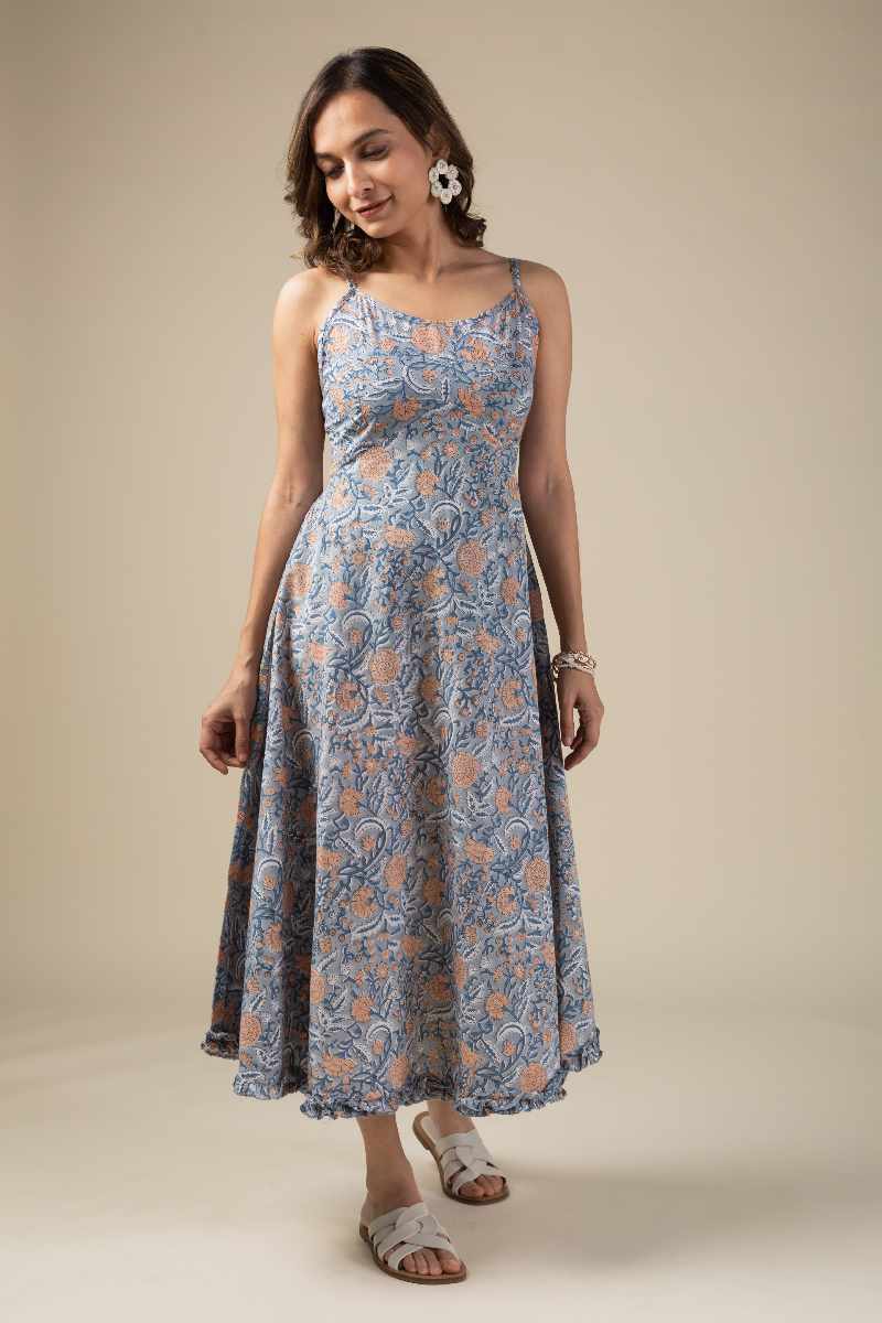 Image for Kusvaa Dr003 Saanvi Block Print Dress Closeup 2