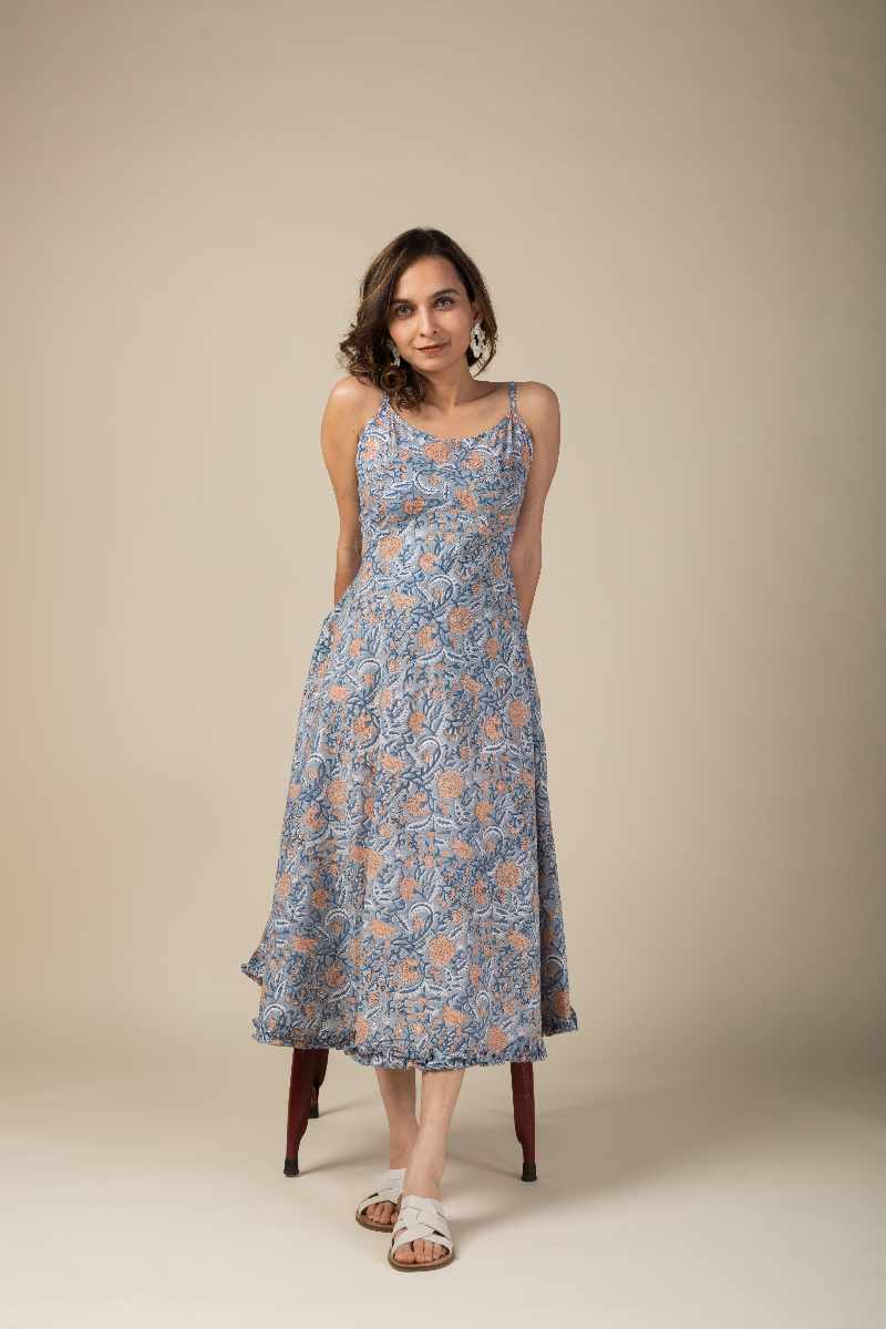 Image for Kusvaa Dr003 Saanvi Block Print Dress Front