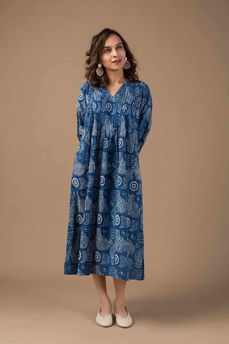 Image for Kusvaa Dr004 Akshara Block Print Dress Back