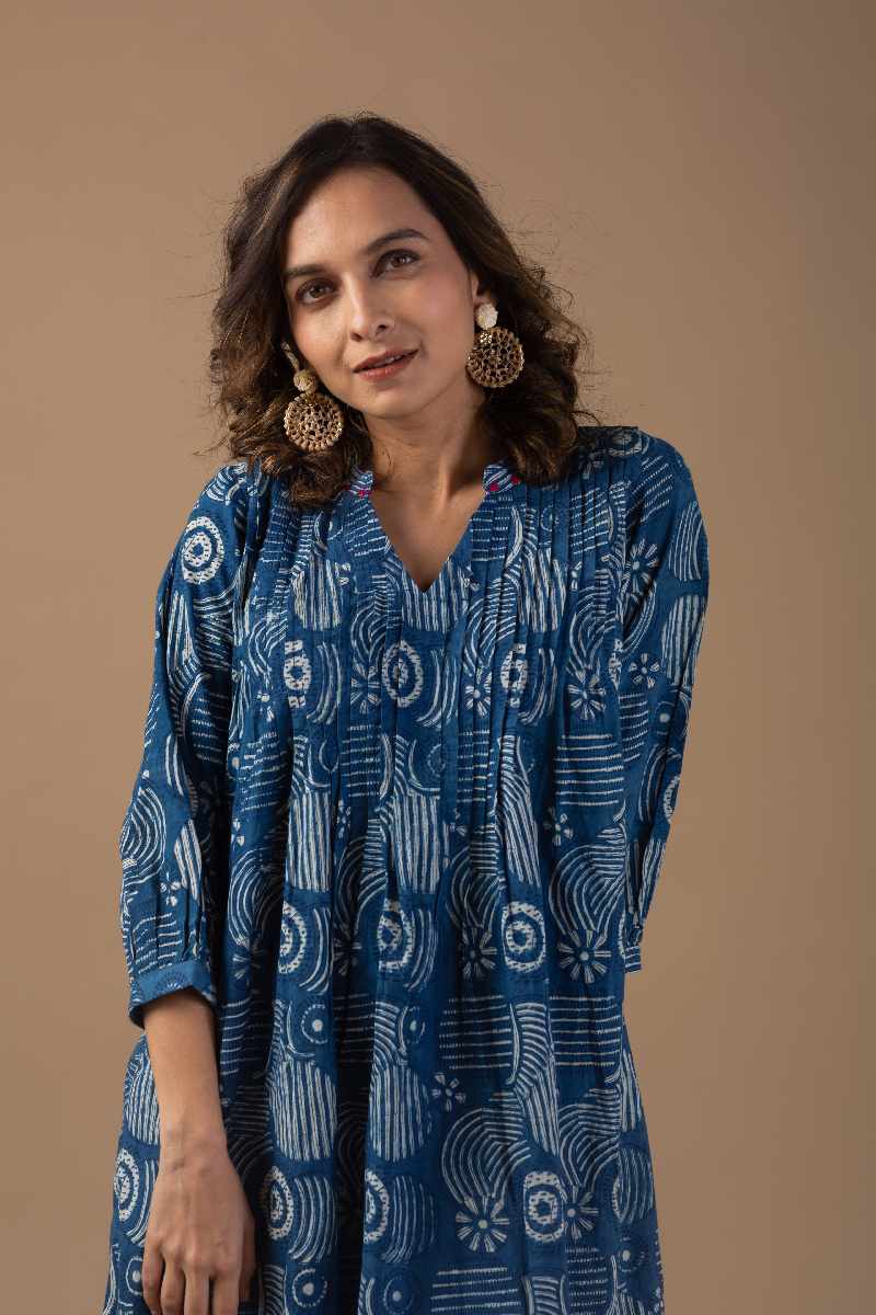 Image for Kusvaa Dr004 Akshara Block Print Dress Closeup 2