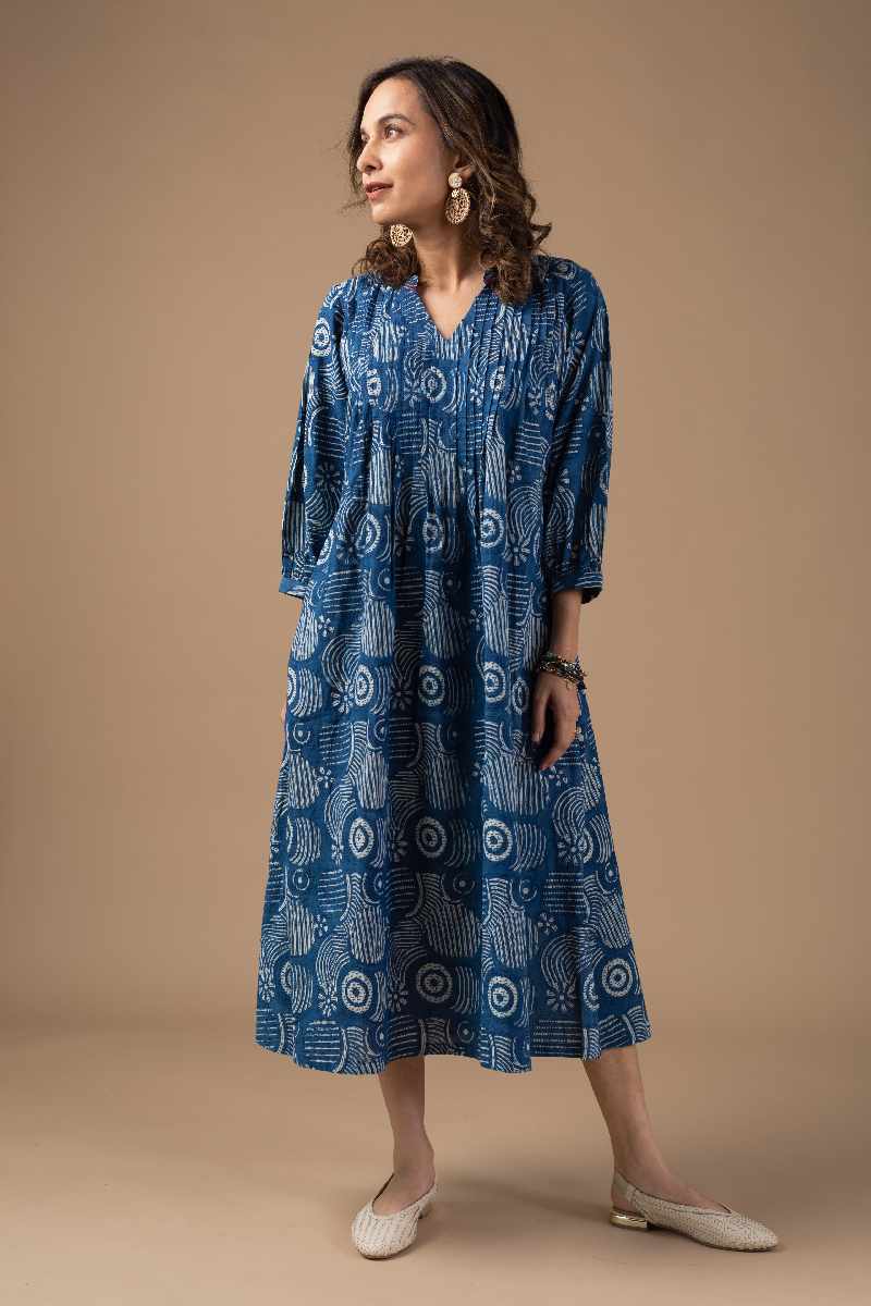 Image for Kusvaa Dr004 Akshara Block Print Dress Pocket