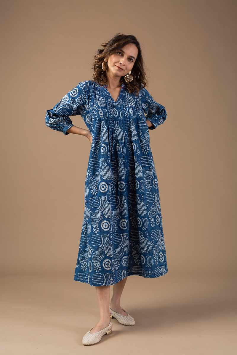 Image for Kusvaa Dr004 Akshara Block Print Dress Side