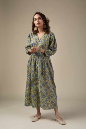 Image for Kusvaa Dr005 Sonika Block Print Dress Closeup 2