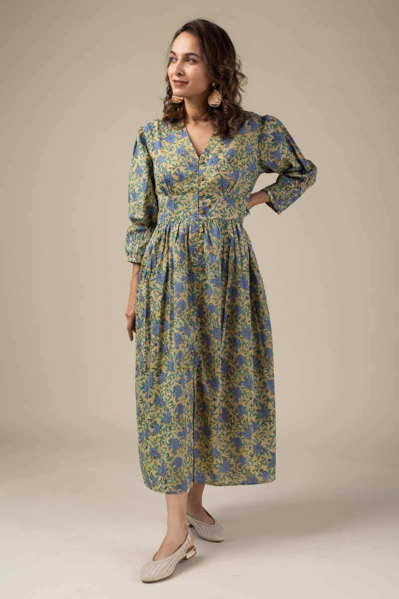 Image for Kusvaa Dr005 Sonika Block Print Dress Front