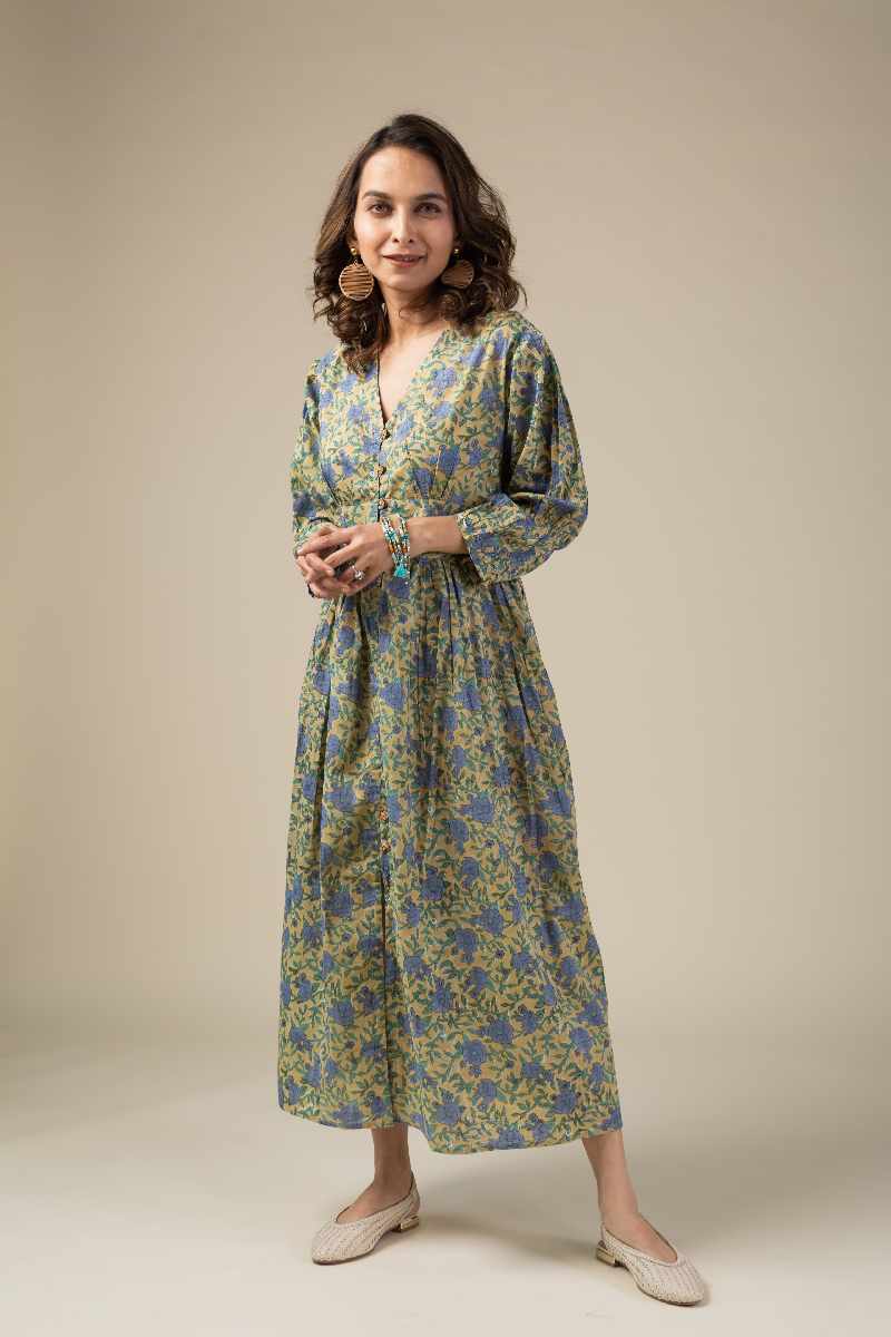 Image for Kusvaa Dr005 Sonika Block Print Dress Side