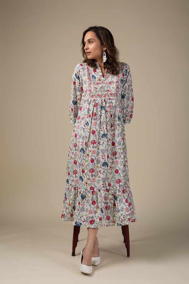 Image for Kusvaa Dr006 Shefali Block Print Dress Front