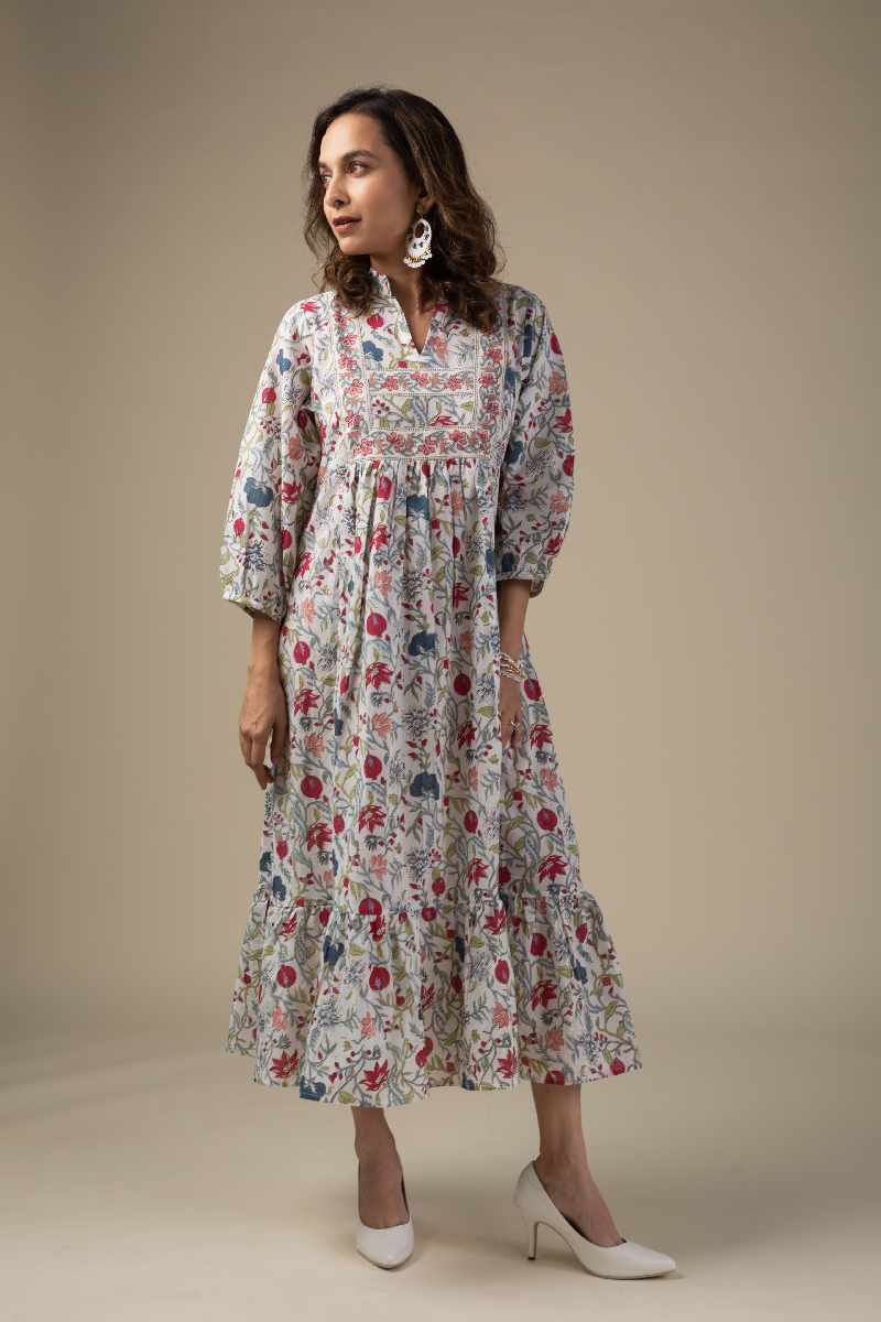 Image for Kusvaa Dr006 Shefali Block Print Dress Sitting