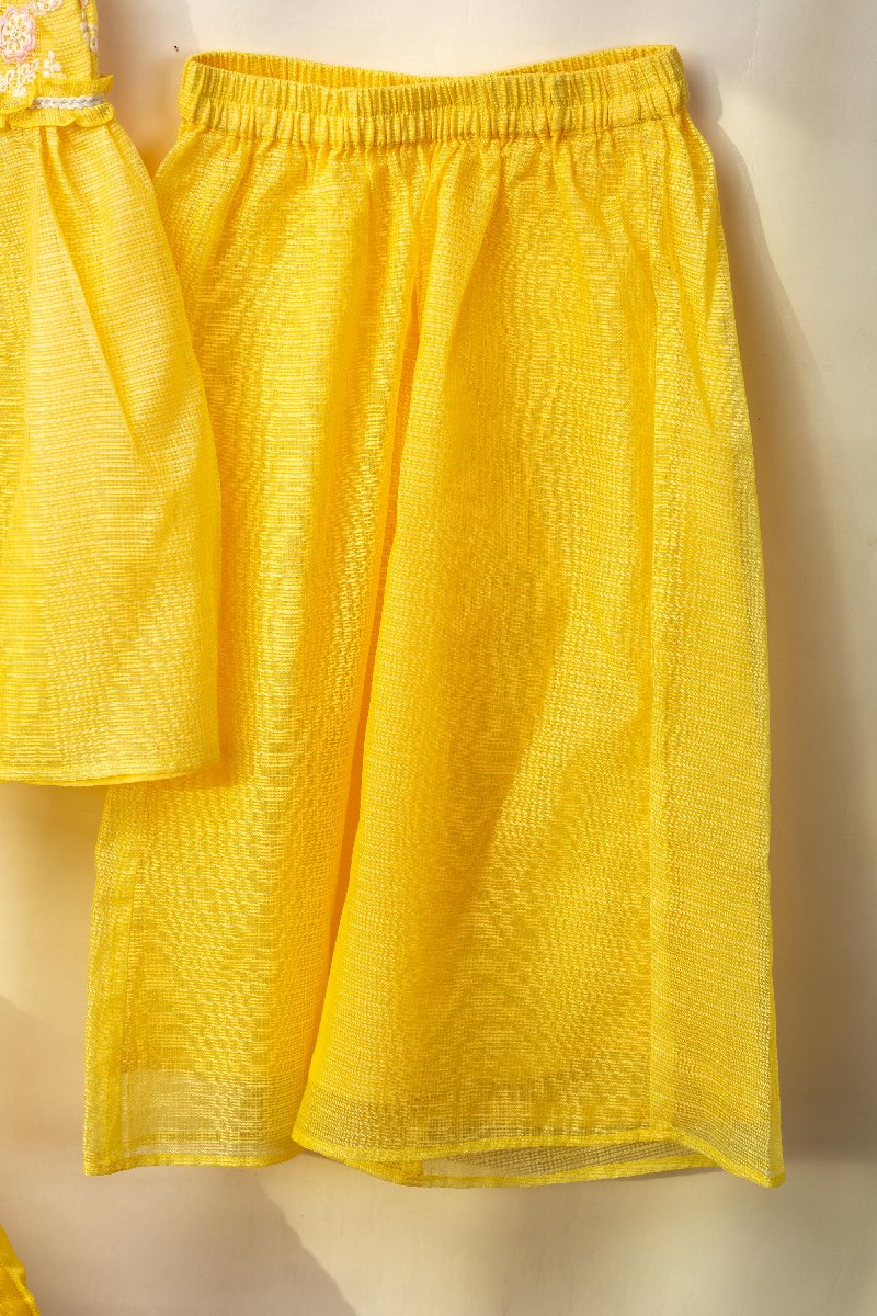 Image for Kusvaa Grw008 Abhaya Kota Doriya Girls Kurta Pant Set Closeup 2 New